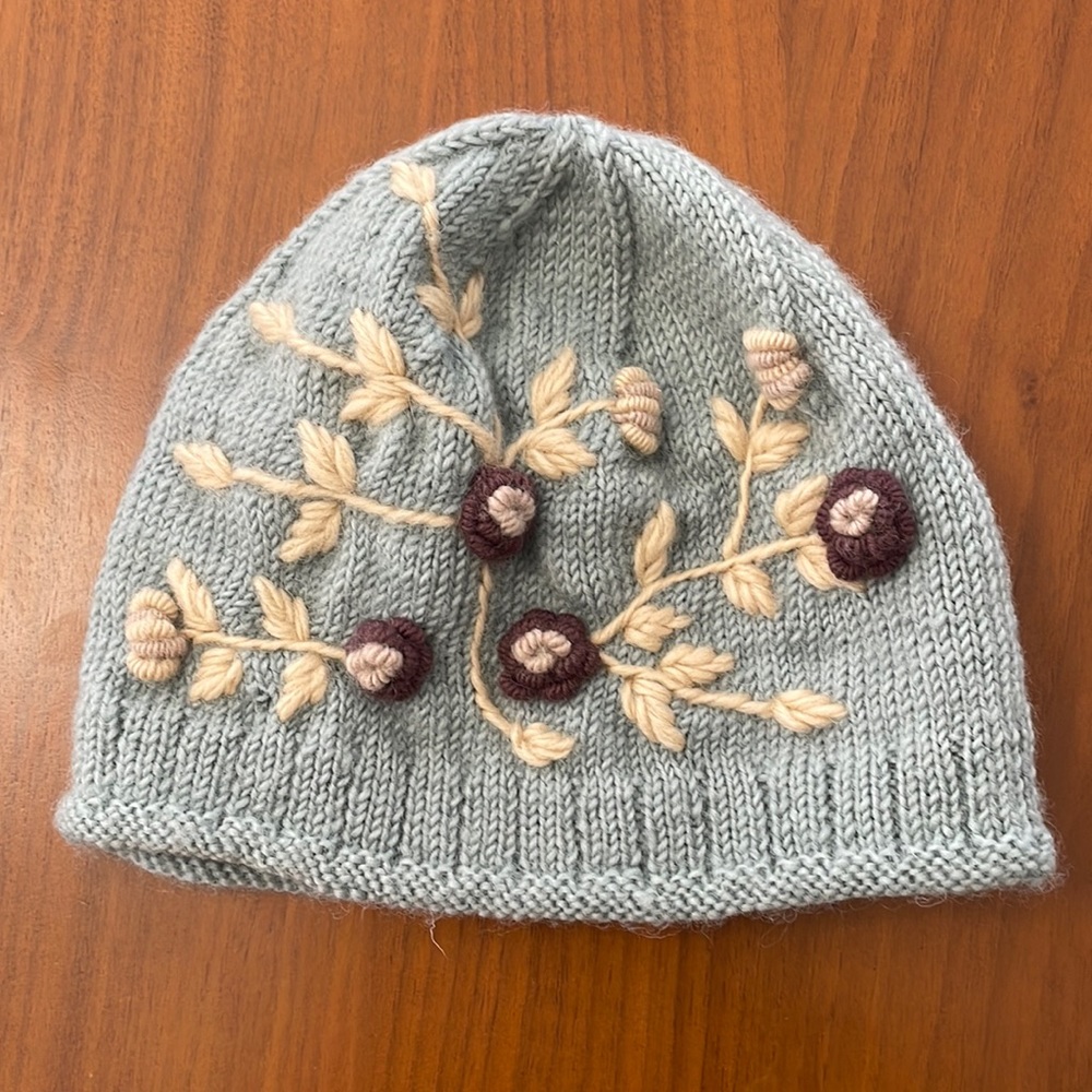 Hand knit wool beanie
